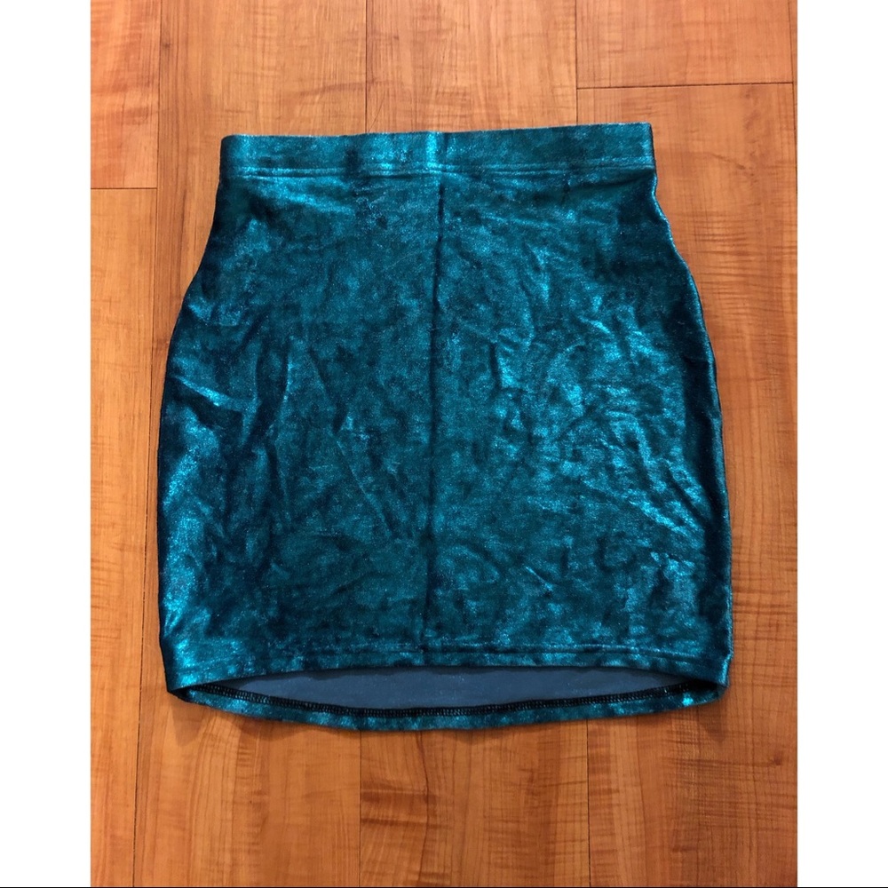 Black Milk Clothing Teal Velvet Skirt